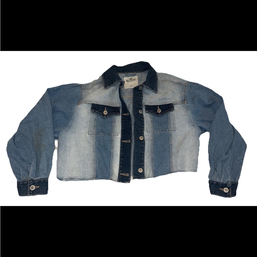 Hollister Cropped Denim Jean Jacket Womens Small Blue